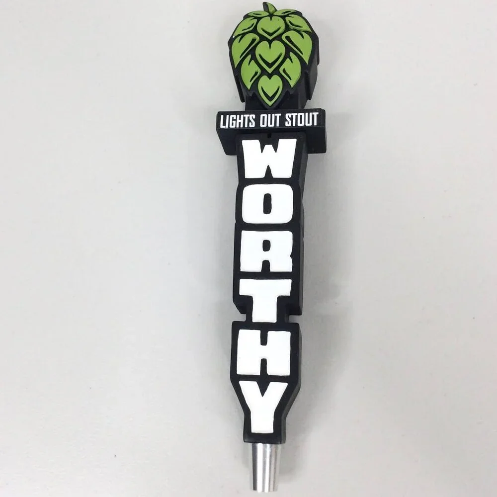 Worthy Brewing Lights Out Stout Tap Handle Craft Beer Bend Oregon Hops Pull Pour